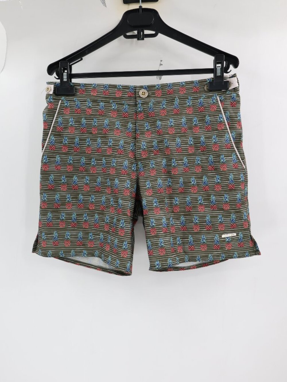 Parke & Ronen Swim Trunk Men's 30 Pineapple Print 6" Mesh Lined Beach pockets